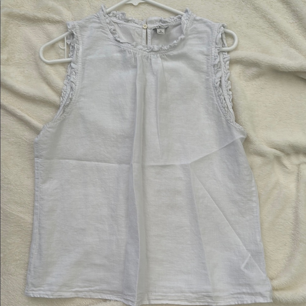 J Crew White Sleeveless linen Top